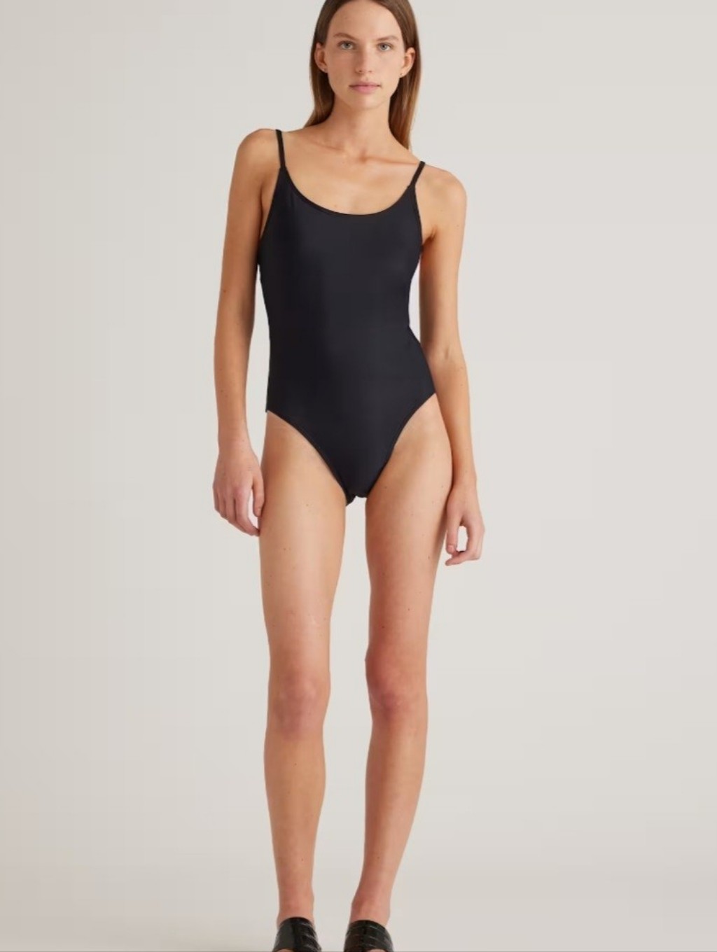 Quince Nwt Italian Cami One Piece Black Swimsuit Size Xl